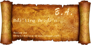 Báling Arzén névjegykártya